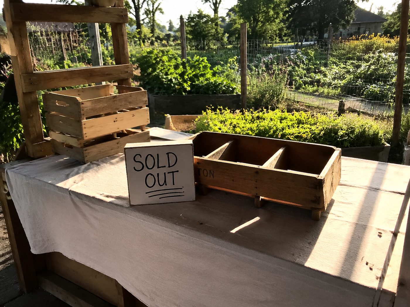 Sold-out farm-stand table